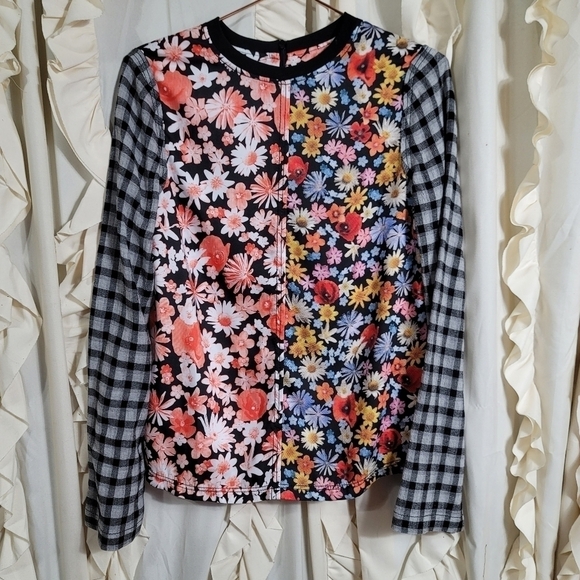 McQ Alexander McQueen Floral Plaid Hybrid Top Shirt 40 or US 4 Wool Viscose - Picture 2 of 11